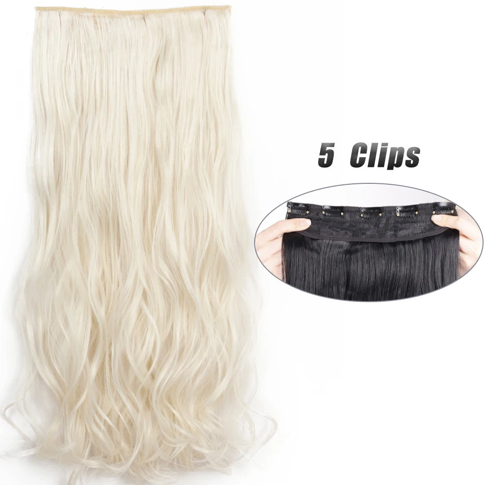 Synthetic Wig 5 Clip In Hair Accessories and Extensions Long Straight Wigs Hair Style Hairpiece Black Brown Blonde 80CM Natural Fake Hair For Women