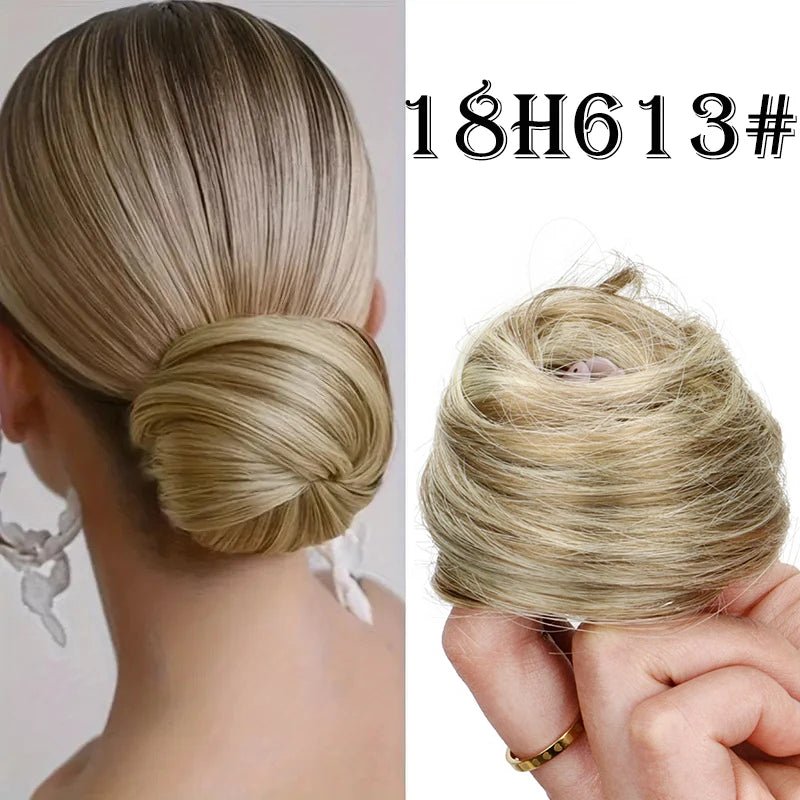 WIGSIN Synthetic Messy Dount Hair Wigs Buns Updo Chignon With Elastic Hair Extension and Accessories for Women Daily Lazy Wigs Hair Accessories