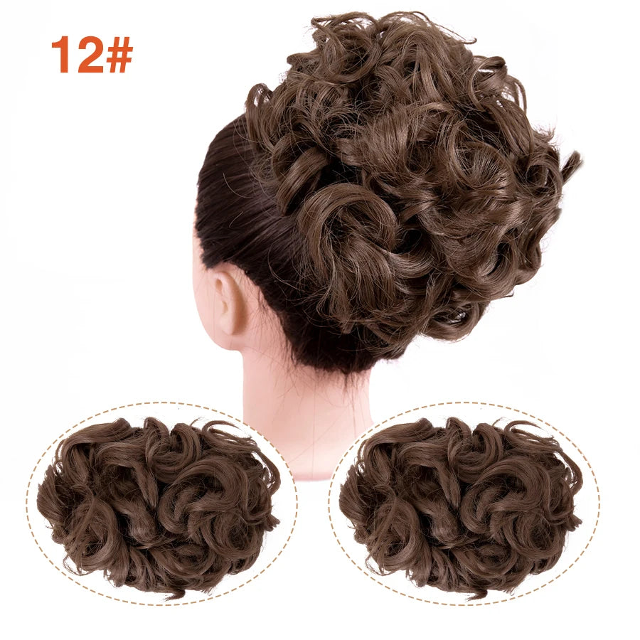 Leeons Syntheic Chignon Hair Wigs piece Curly Bun Hair Extensions and Accessories Scrunchie Updo Hair Pieces Combs In Messy Bun Hair Piece For Women Wig