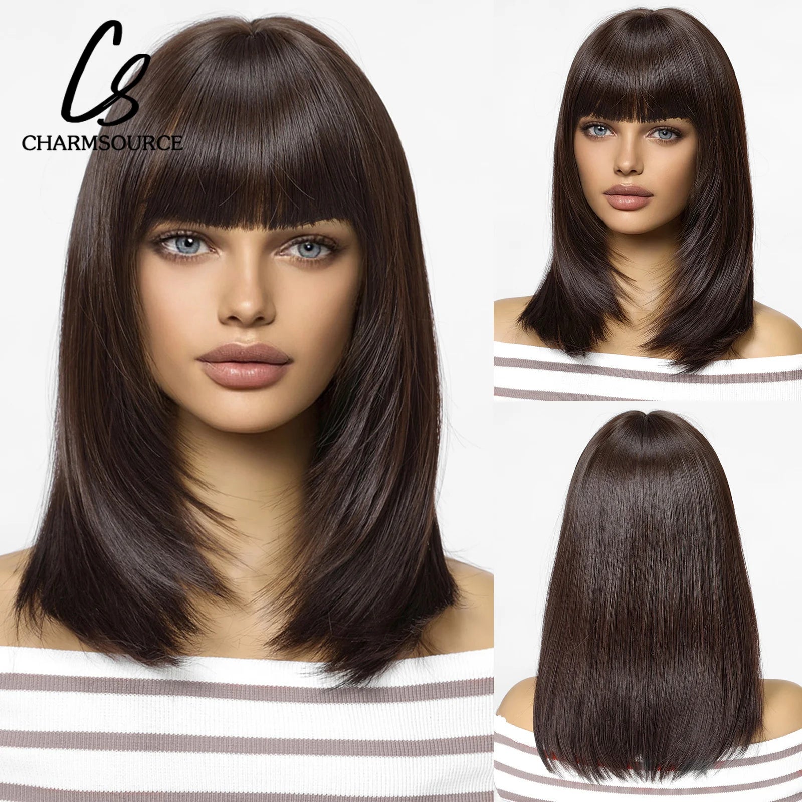CharmSource Blonde Long Hair Natural Straight Wig Synthetic Wigs  for Women Daily Party High Density