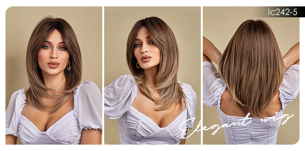 CharmSource Blonde Long Hair Natural Straight Wig Synthetic Wigs  for Women Daily Party High Density