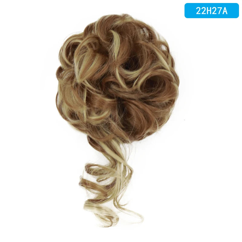 AZQUEEN Messy Bun Hair Extension Synthetic Elastic Band Curly Wave Chignon Scrunchies Donut Updo Hairpiece For Women