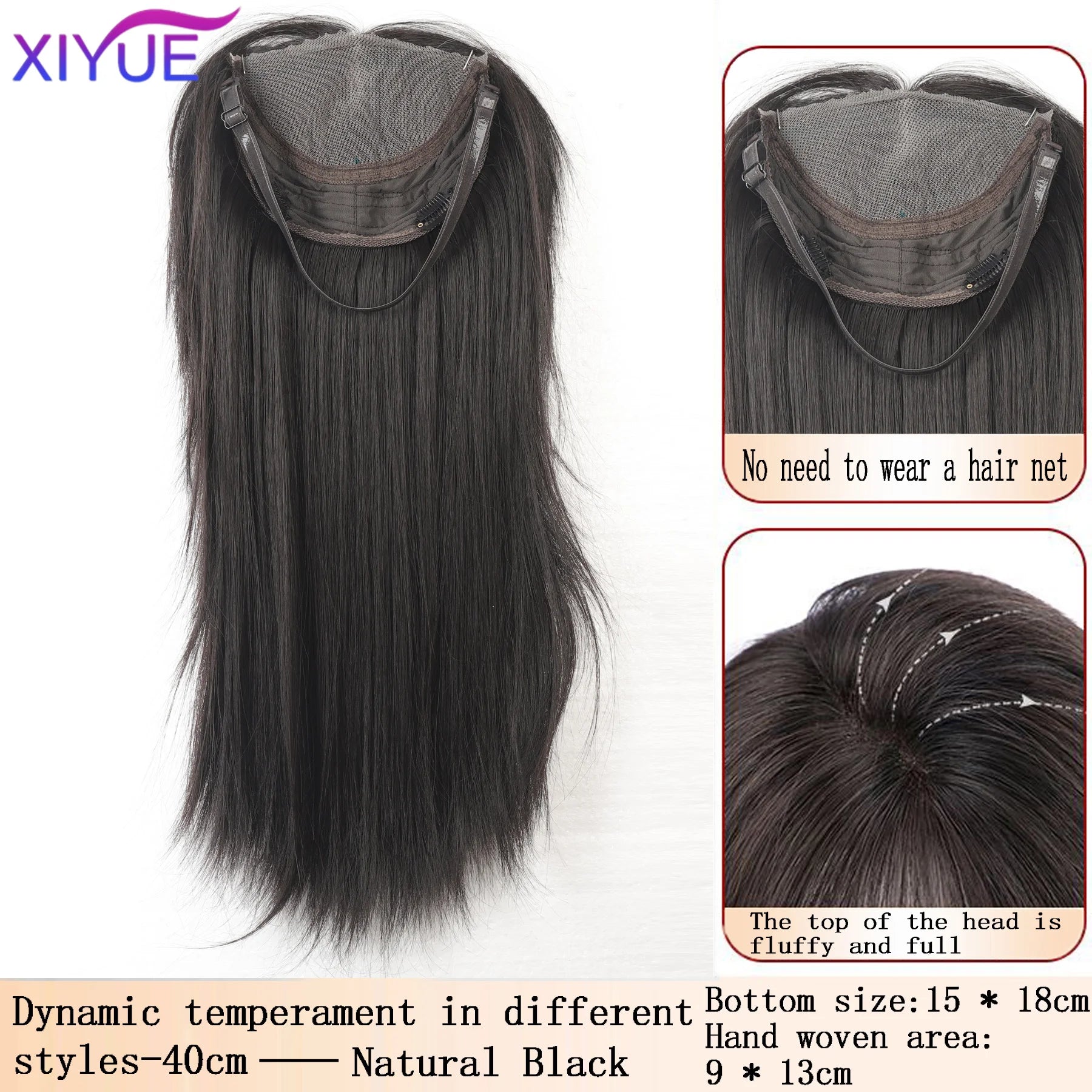 Synthetic Long Straight Layered Wigs Hair Clip in Hair Extensions and Accessories Natural Fluffy Head Top Fake Hair Piece with Bang Clip for Women Wig Daily Use