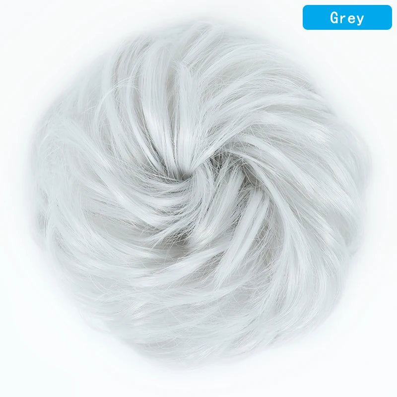 AZQUEEN Messy Bun Hair Extension Synthetic Elastic Band Curly Wave Chignon Scrunchies Donut Updo Hairpiece For Women