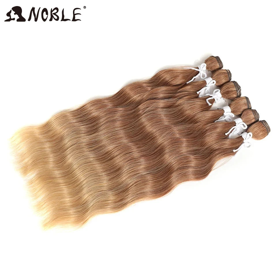 Noble Hair Wigs Water Wave Hair Bundles Synthetic Hair Extensions and Accessories Ombre Blonde Hair Weave Bundles 6Pcs/Pack 20 Inch Wig Hair Extensions