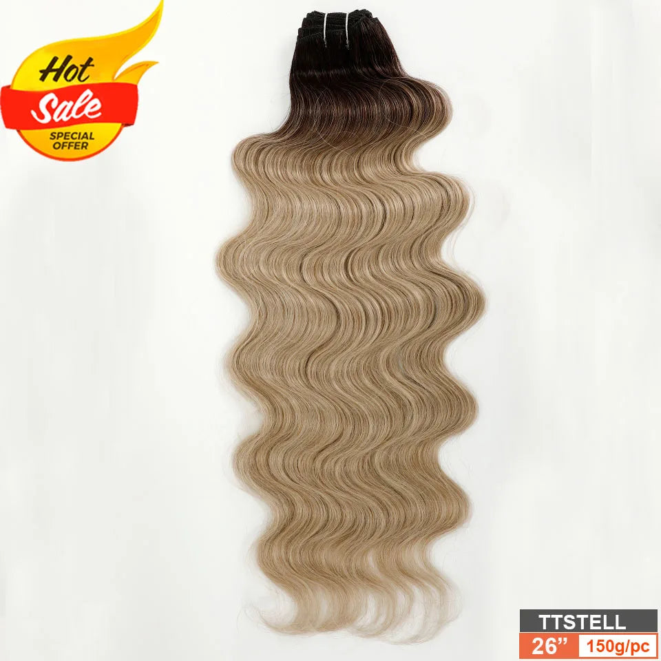 30Inches 200Grams Wig Magicae Rainbow Brown Brazilian Body Wave Bundles Colored Blond 27/613 Natural High Temperature Synthetic Hair Style Wigs