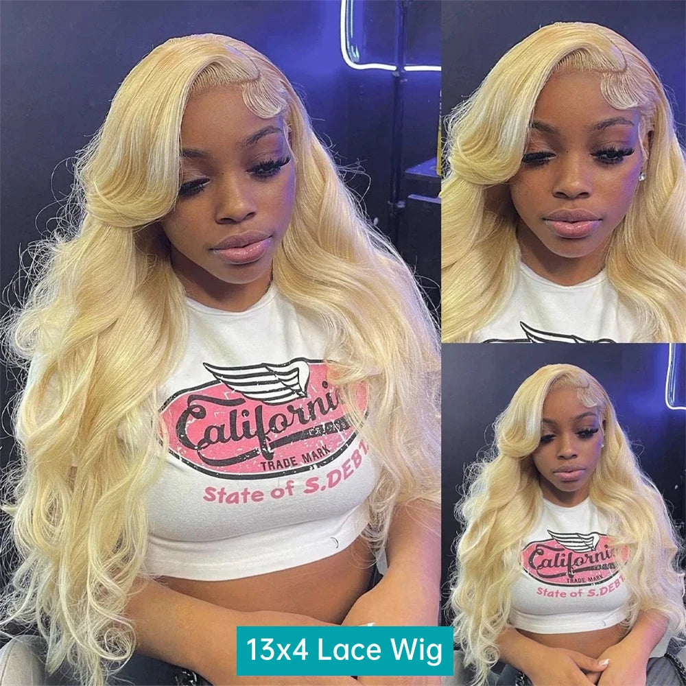 613 13x6 Lace Front Wig Human Hair Body Wave Blonde Lace Frontal Wigs for Women 200 Density Natural Hairline With Baby Hair
