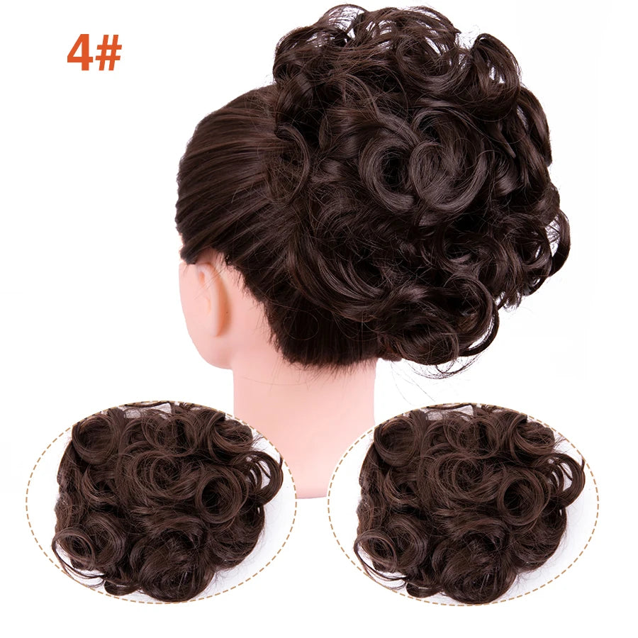 Leeons Syntheic Chignon Hair Wigs piece Curly Bun Hair Extensions and Accessories Scrunchie Updo Hair Pieces Combs In Messy Bun Hair Piece For Women Wig