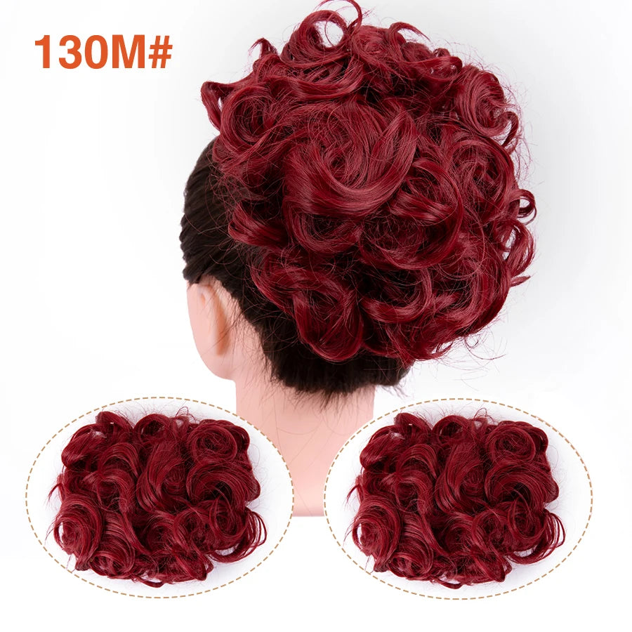 Leeons Syntheic Chignon Hair Wigs piece Curly Bun Hair Extensions and Accessories Scrunchie Updo Hair Pieces Combs In Messy Bun Hair Piece For Women Wig
