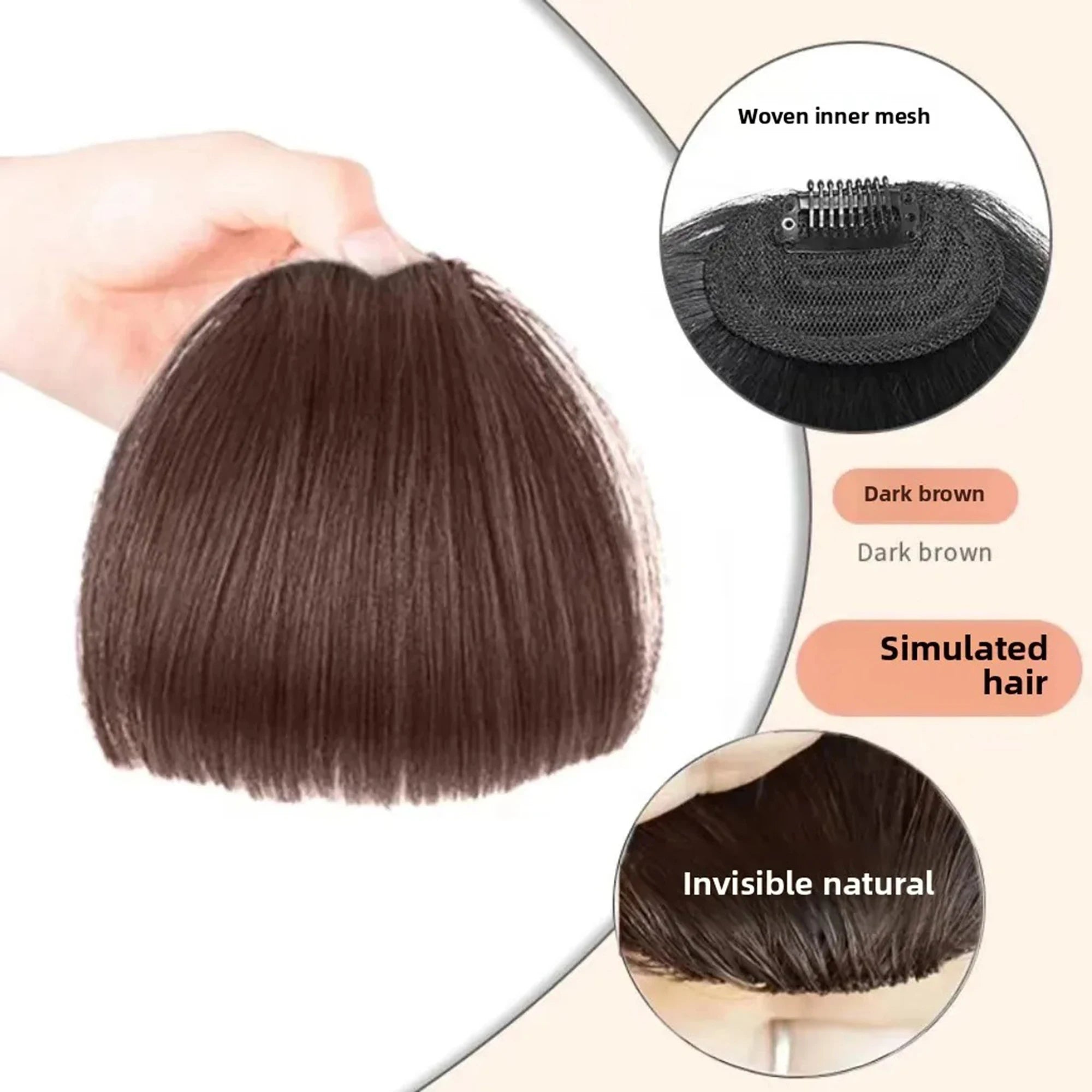 100% Human Hair Bangs Natural Brown Wispy Bang Wigs Hair Clip in Bangs Fringe with Temples Hairpiece for Women  Clip on Air Bang 4.5in Wigs Accessories