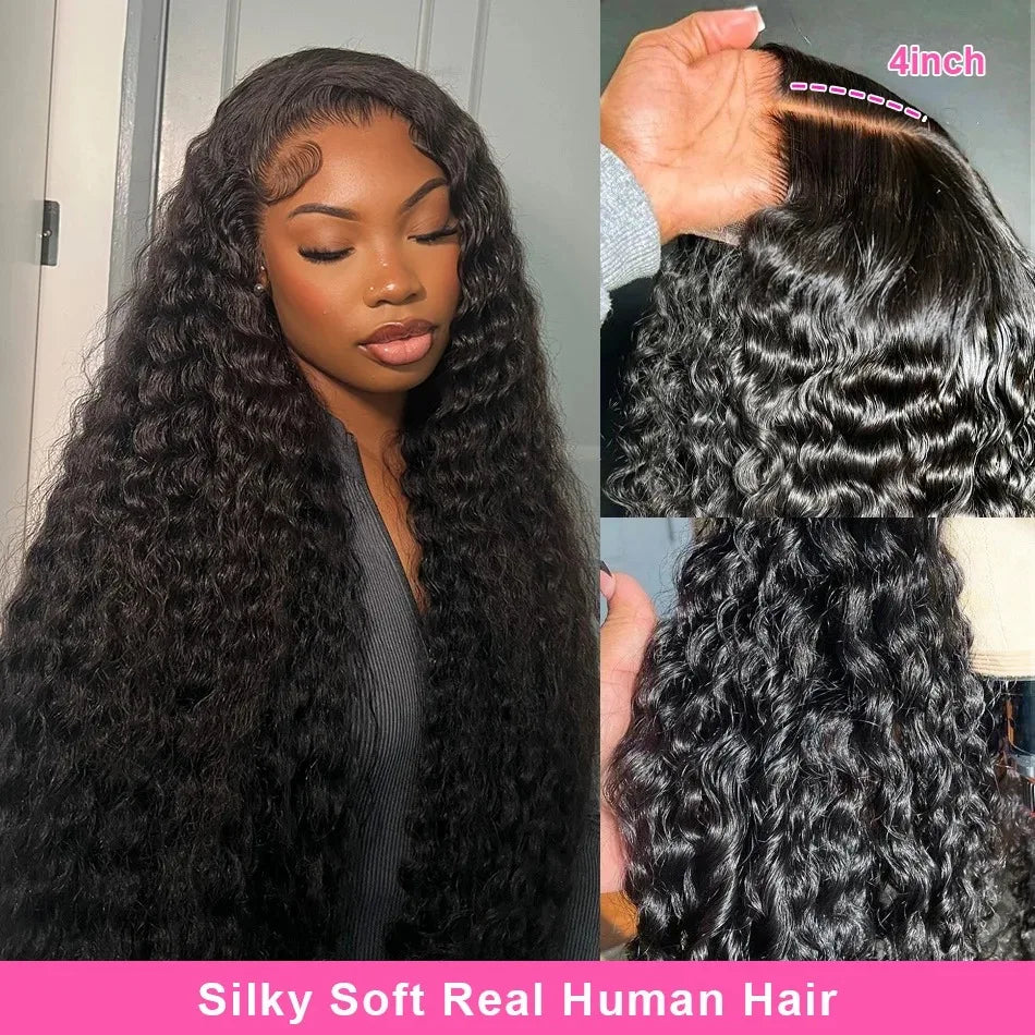 Golden Deep Wave 13x4 13x6 HD Lace Frontal Wigs Human Hair Water Curly Front Wig 5x5 Glueless Human Hair for Women Hair Style