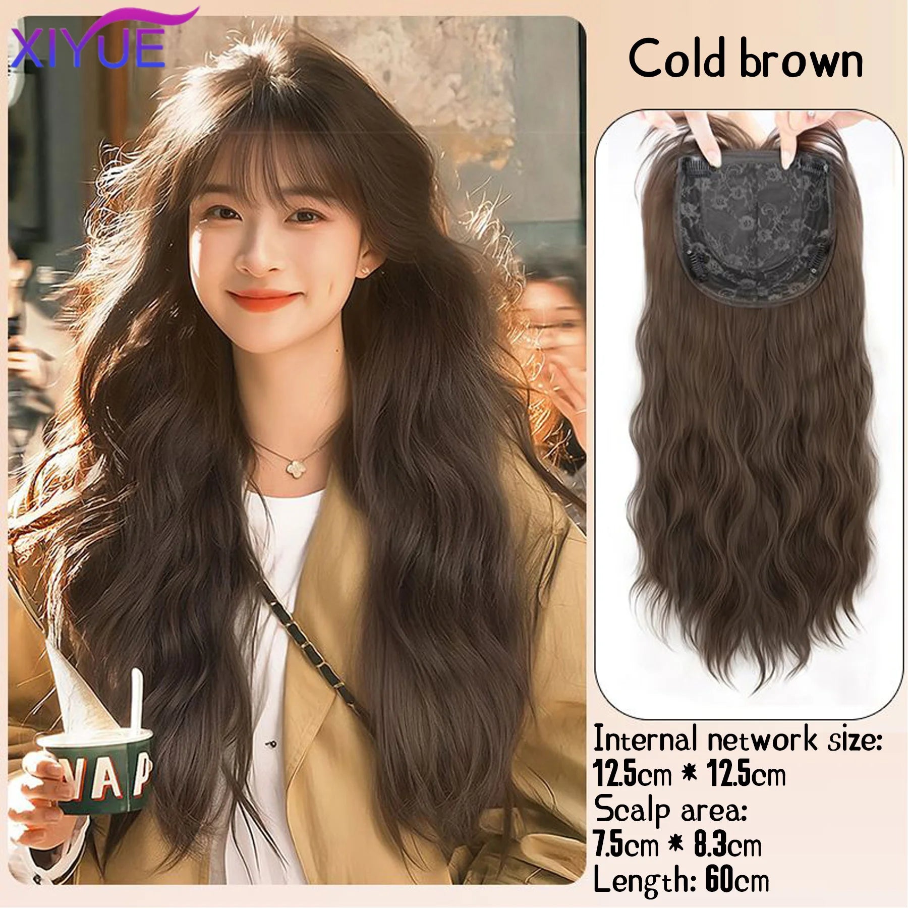 Synthetic Long Straight Layered Wigs Hair Clip in Hair Extensions and Accessories Natural Fluffy Head Top Fake Hair Piece with Bang Clip for Women Wig Daily Use