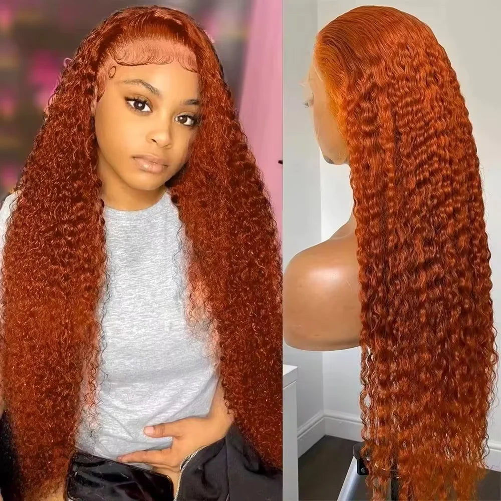 30 Inches Ginger Orange Deep Wave 13x6 HD Lace Frontal Wig Human Hair Curly Human Hair Wig 350 Colored 13x4 Lace Front Wigs