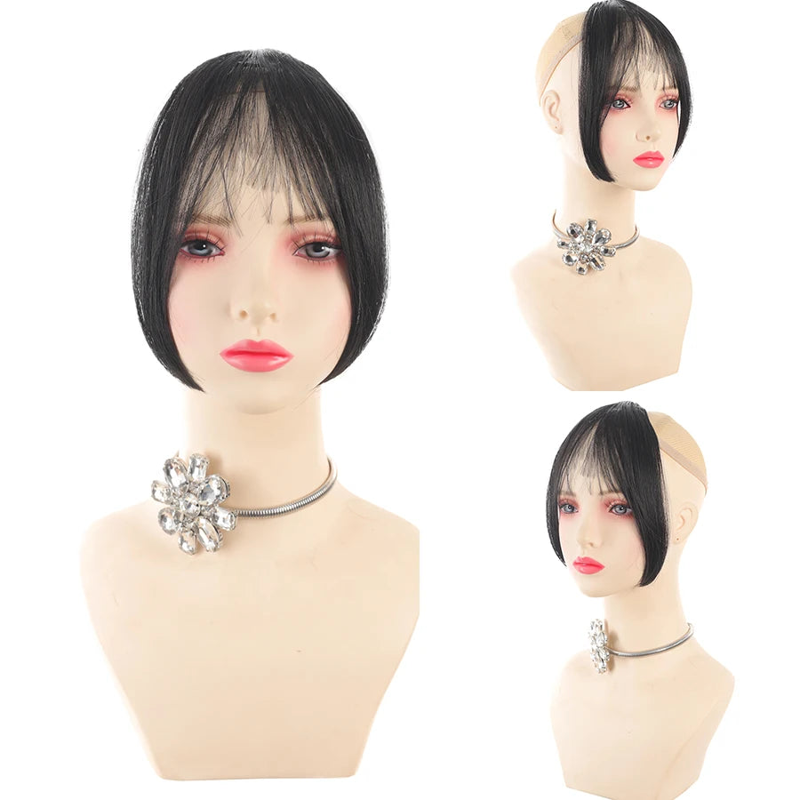 Eight Character French Bangs Wig Piece Female Synthetic BB Clip Fluffy Top Reissue Eight Character Bangs Thin Invisible Hairpins for Women Hair Wigs