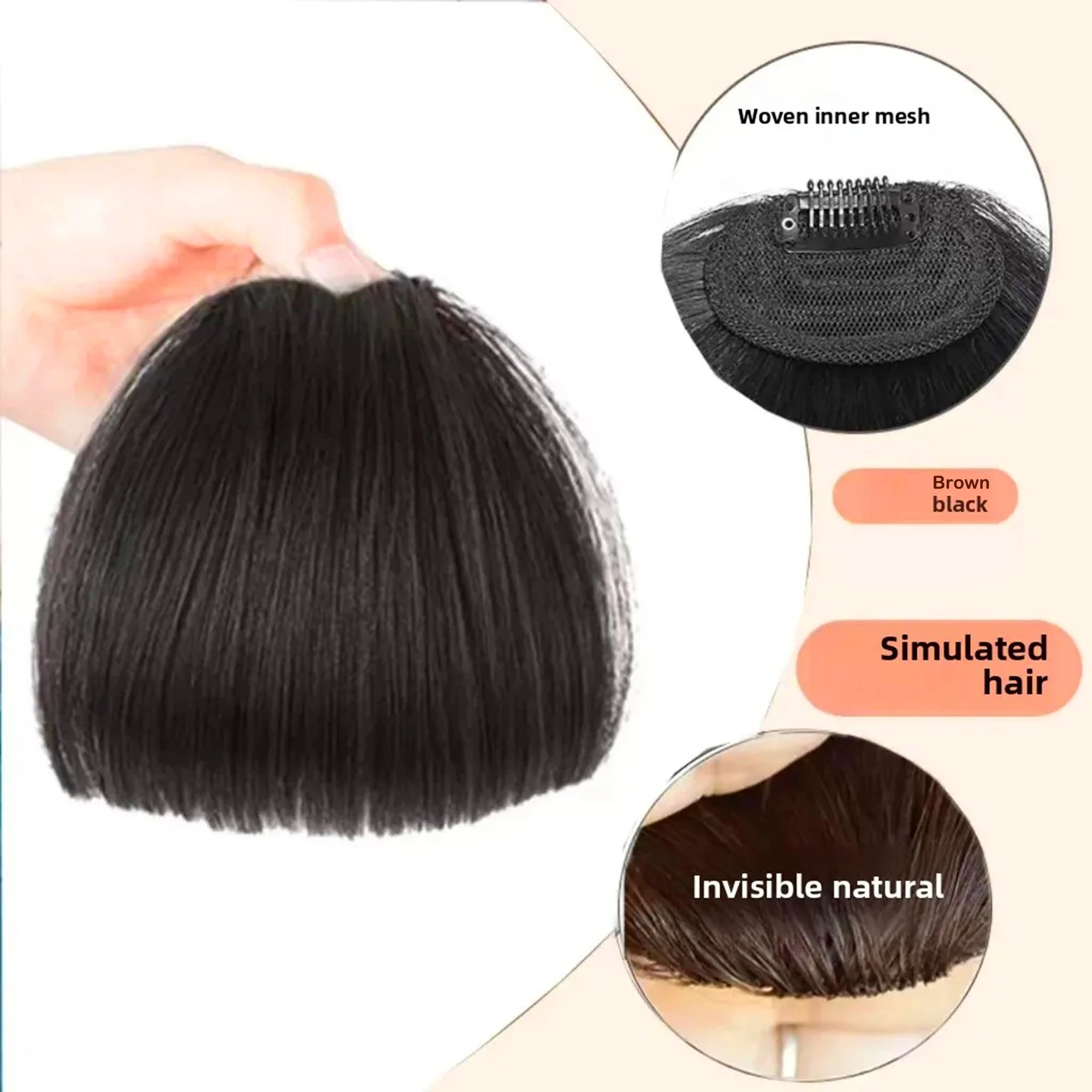 100% Human Hair Bangs Natural Brown Wispy Bang Wigs Hair Clip in Bangs Fringe with Temples Hairpiece for Women  Clip on Air Bang 4.5in Wigs Accessories