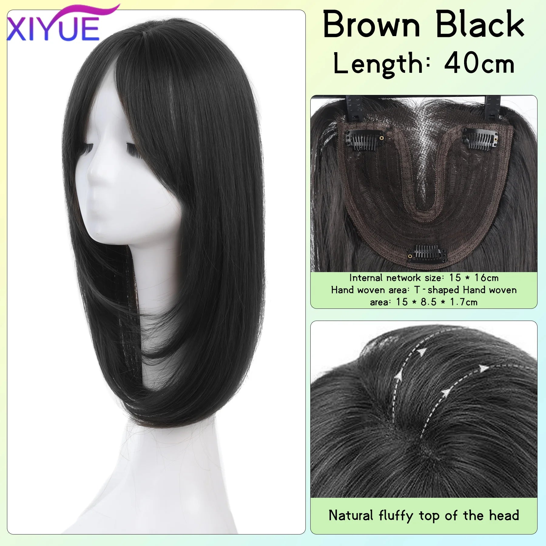 Synthetic Long Straight Layered Wigs Hair Clip in Hair Extensions and Accessories Natural Fluffy Head Top Fake Hair Piece with Bang Clip for Women Wig Daily Use