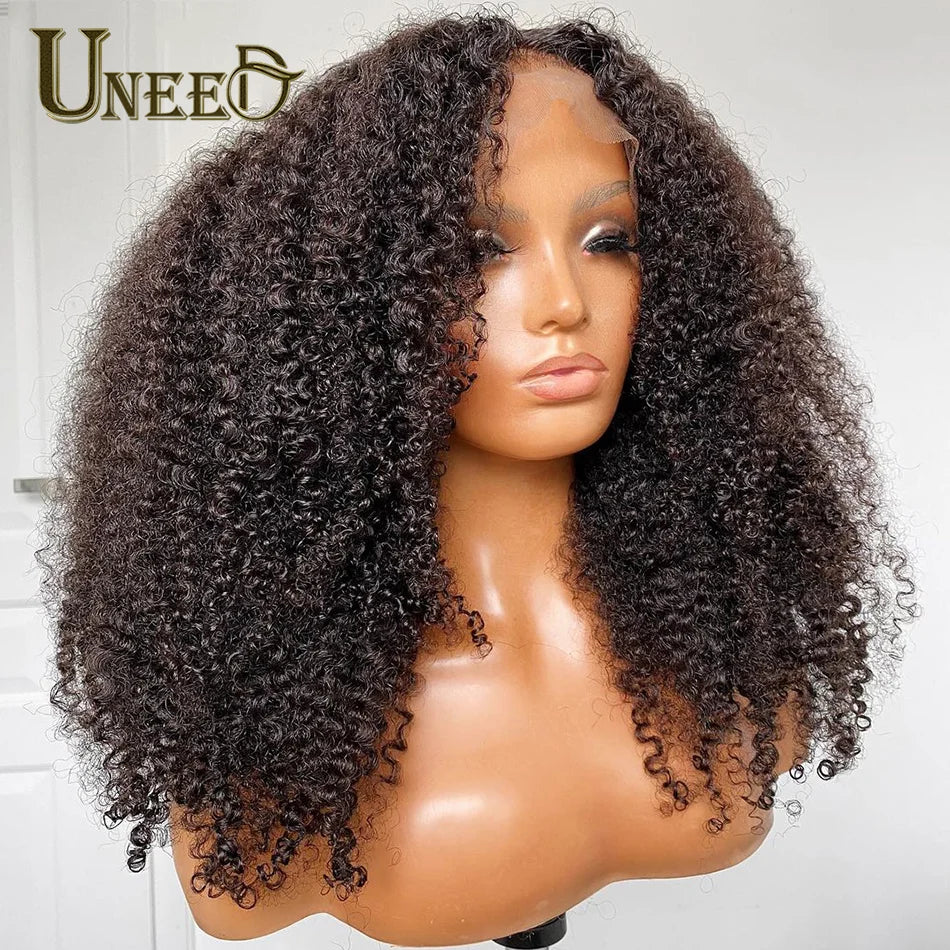 Mongolian Kinky Curly Wig Human Hair 13x4 Curly Lace Front Human Hair Wigs Hair Kinky Curly Lace Closure Wig For Women 180 Density
