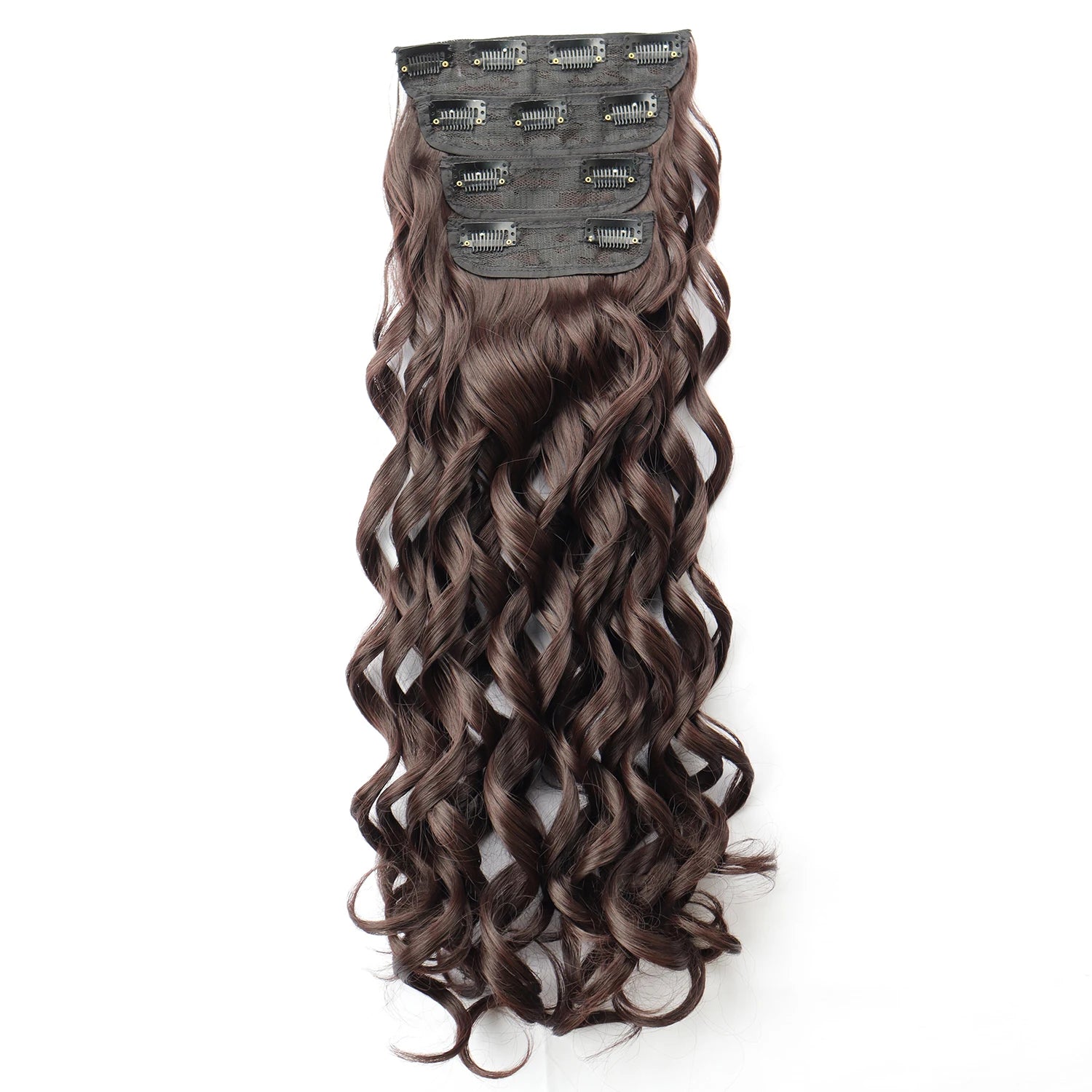 Wig 4Pcs/Set Clip In Hair Accessories and Extensions Synthetic Long Curly Wave Hair Wigs Brown Blonde Black Fake Hairpiece For Women Daily Use