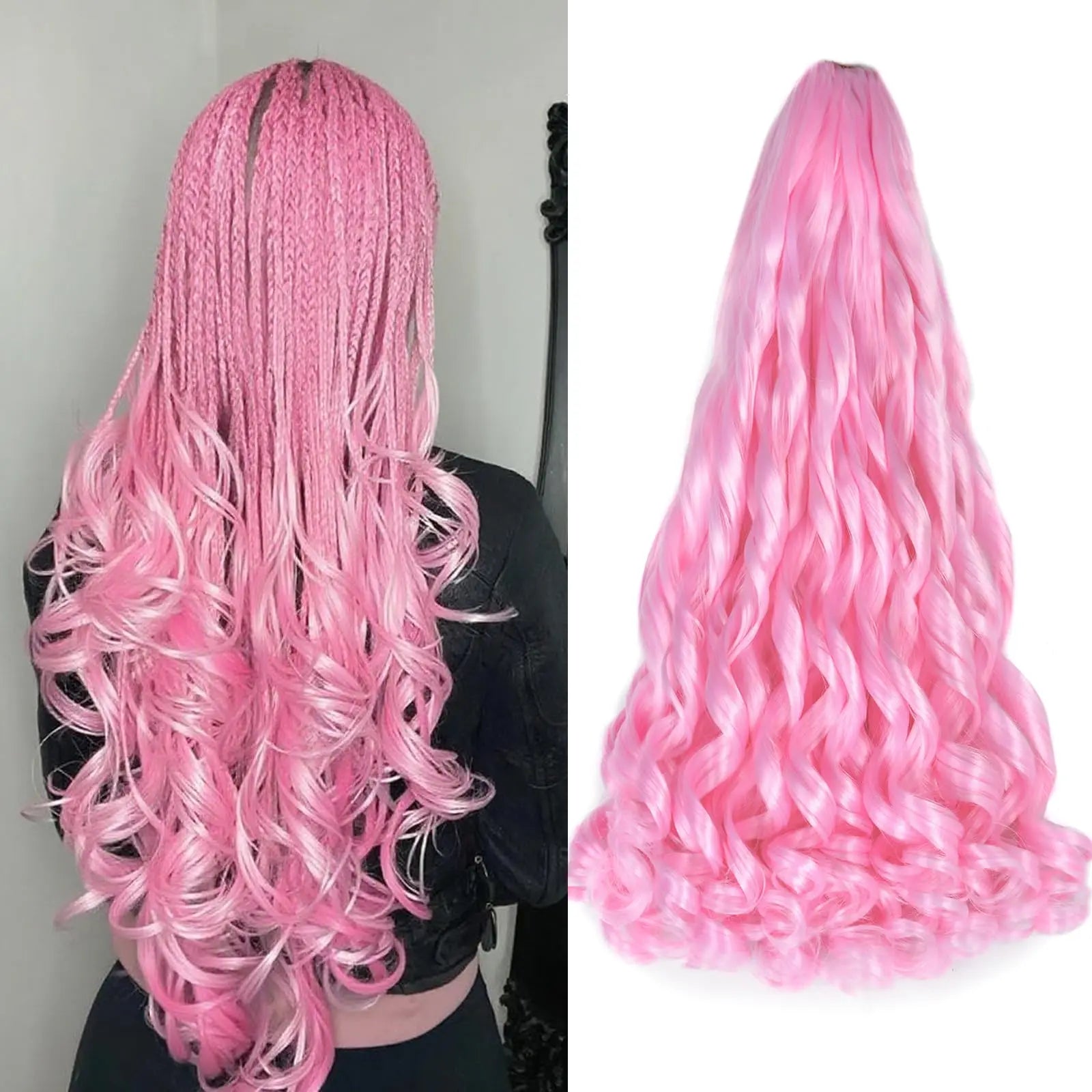 French Curly Braiding Hair Wigs 22Inch Synthetic Curly Braiding Wig Hair Pre Stretched Loose Wavy Curl Braiding Hair Accessories and Extensions For Women