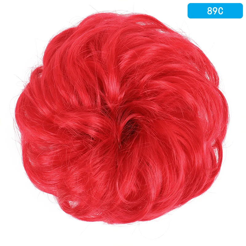 AZQUEEN Messy Bun Hair Extension Synthetic Elastic Band Curly Wave Chignon Scrunchies Donut Updo Hairpiece For Women