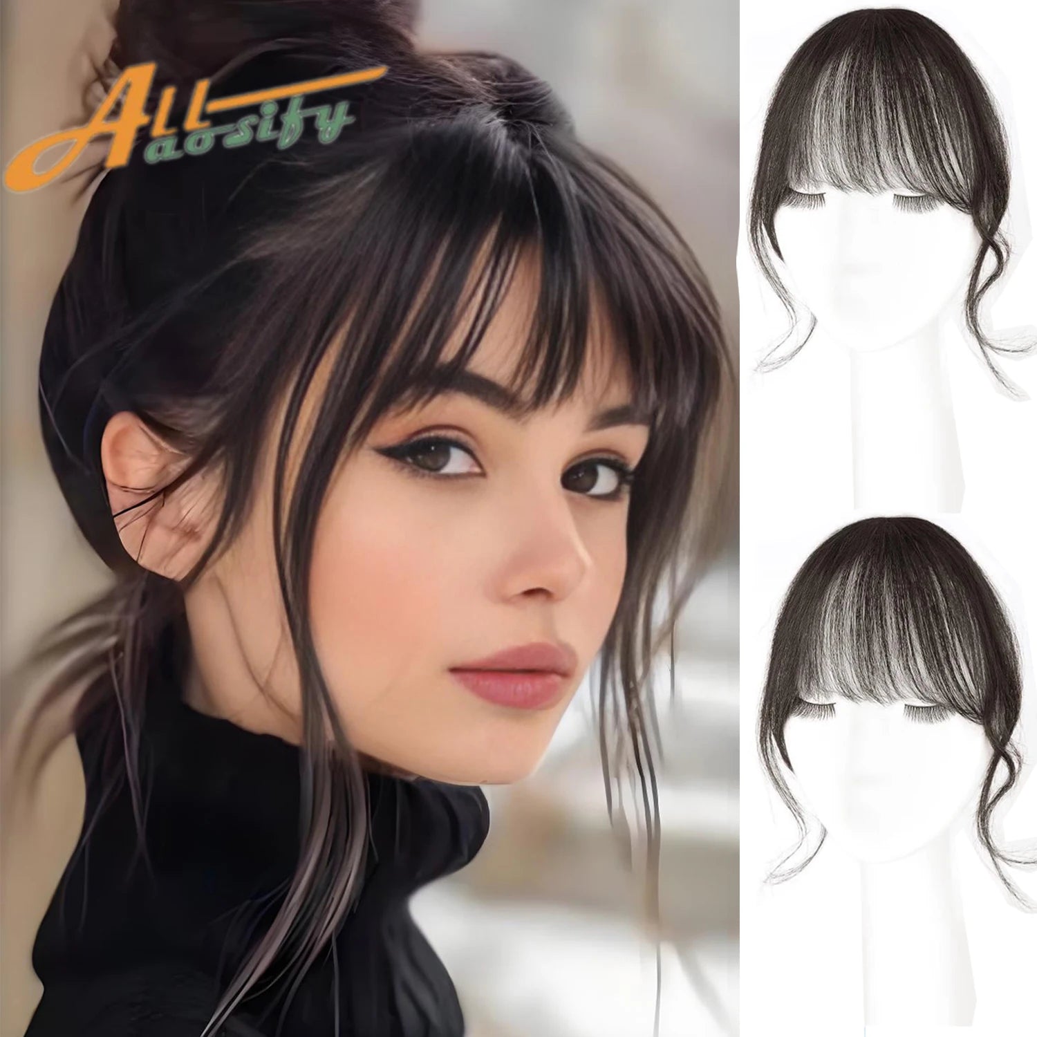 Synthetic Hair Wigs Clip In Double sideburns dragon whiskers bangs Invisible Front Fringes Clip in Wig Hair Style Air Fake Hair Bangs For Women