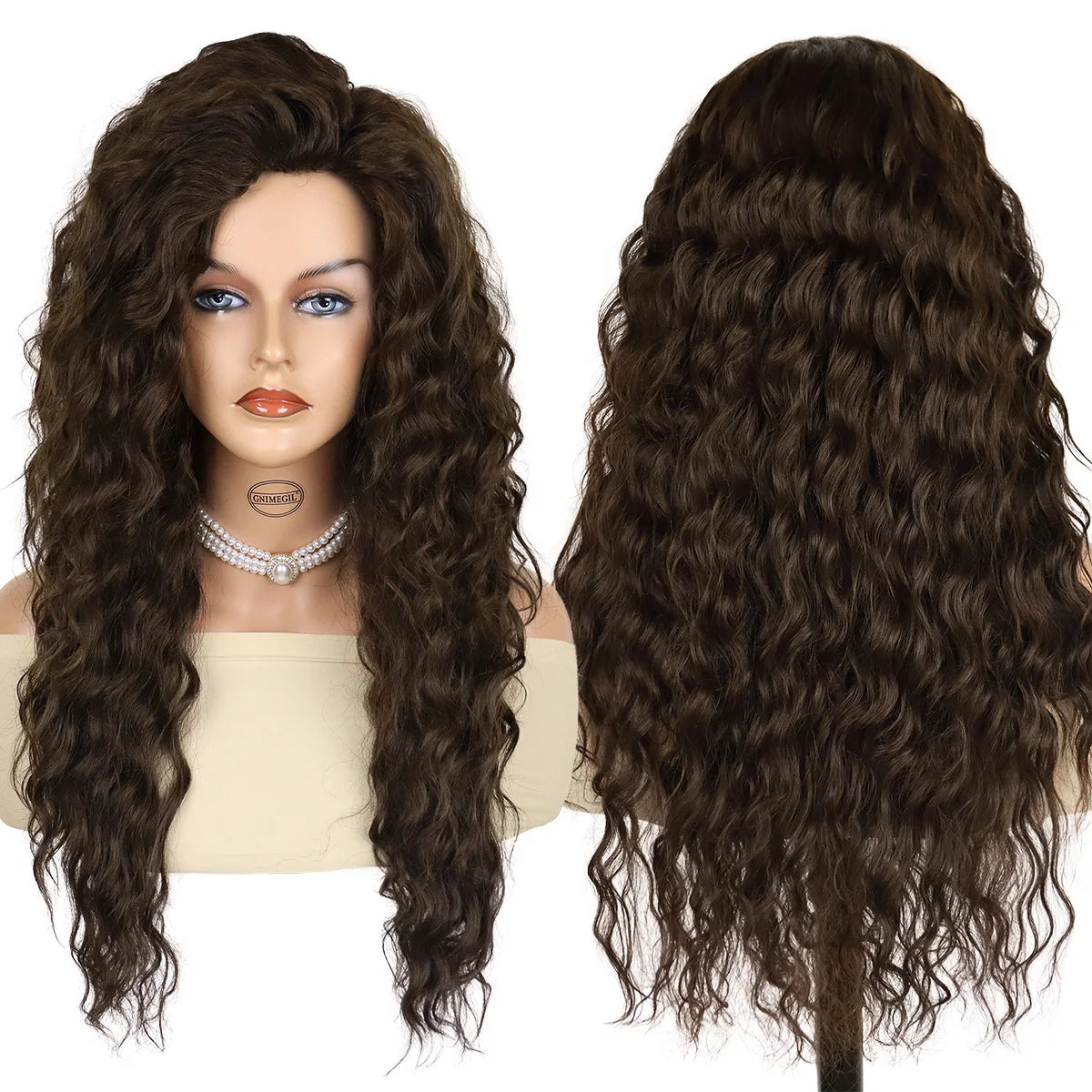 Womens Wig Long Synthetic Hair Ombre Blonde Curly Hair Wigs Female Natural Wavy Drag Queen Regular Wig 80s Gradient Hair Style Wigs for Student