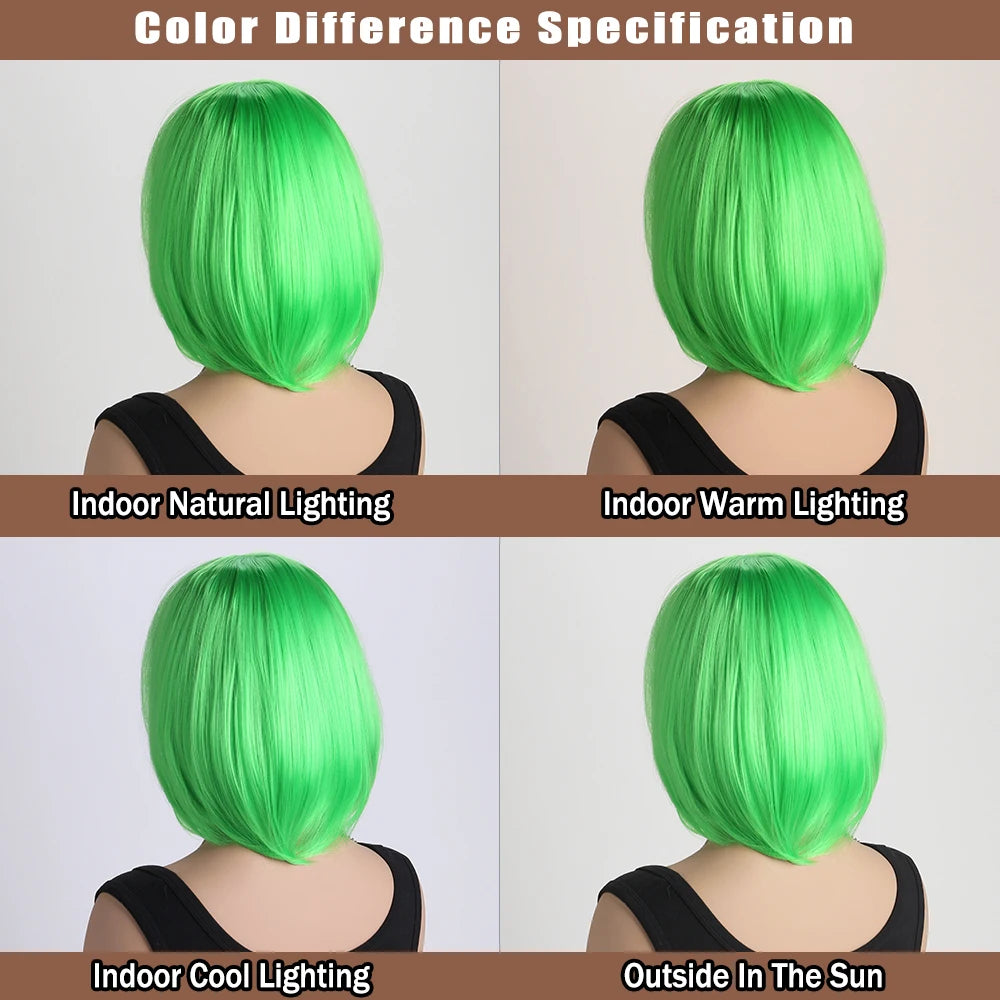 Heat Resistant Short Bob Wig with Bangs for Women Hair Wigs Perfect for Halloween Birthday Costume Party Or Daily Use, Hair Style