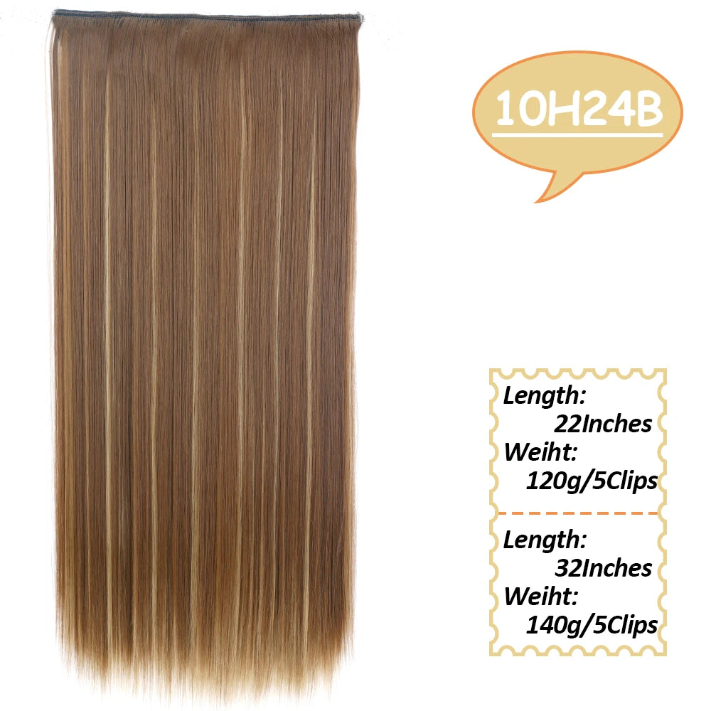NICESY Synthetic Long Wavy 5 Clips Hair Extensions 22Inch/32Inch Clip On Hair Extensions High Tempreture Fake For Women