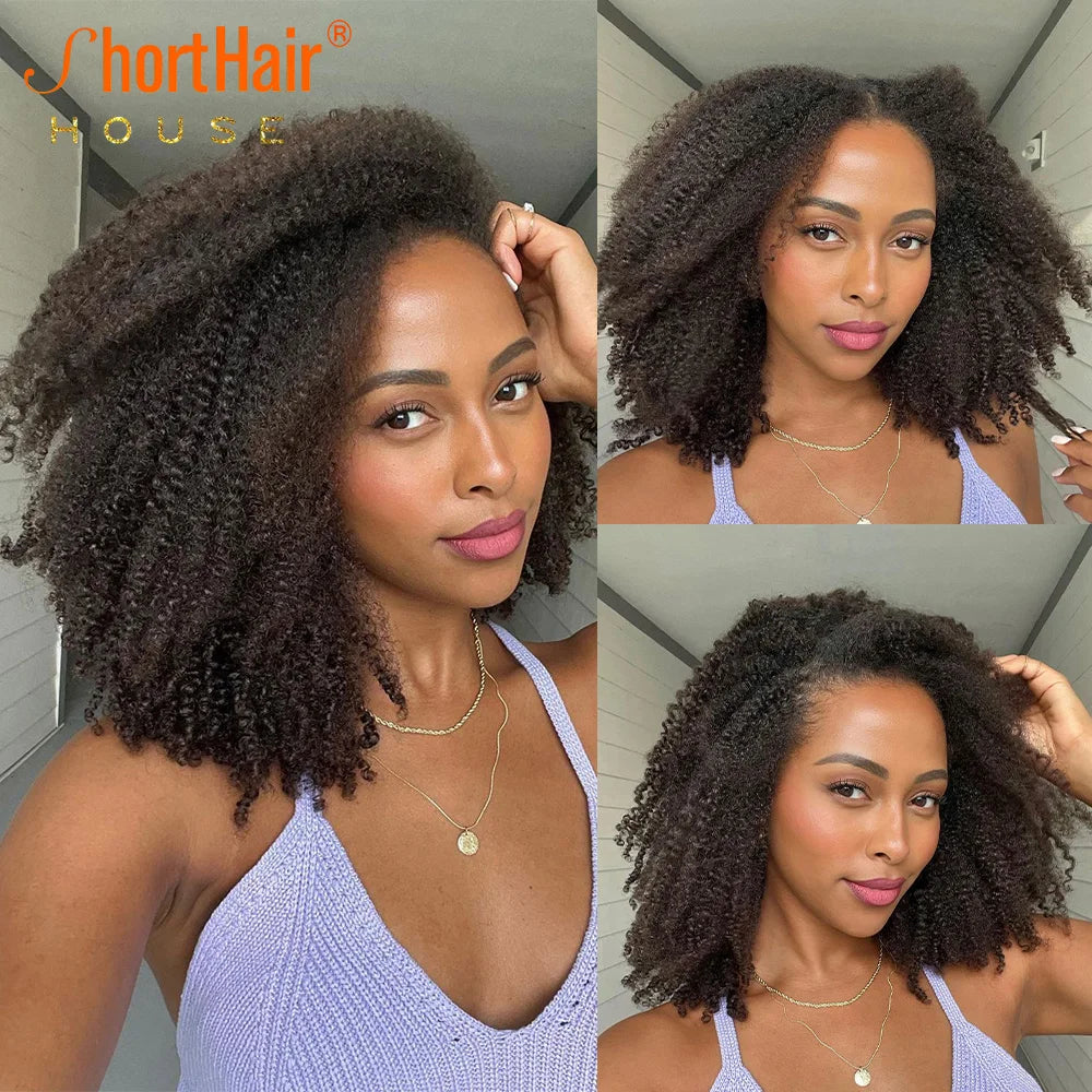 Afro Kinky Curly Human Wigs Brazilian 4x4 5x5 HD Lace Closure Human Hair 360 Transparent Lace Frontal 130Density Hair Extensions and Accessories Hair Style