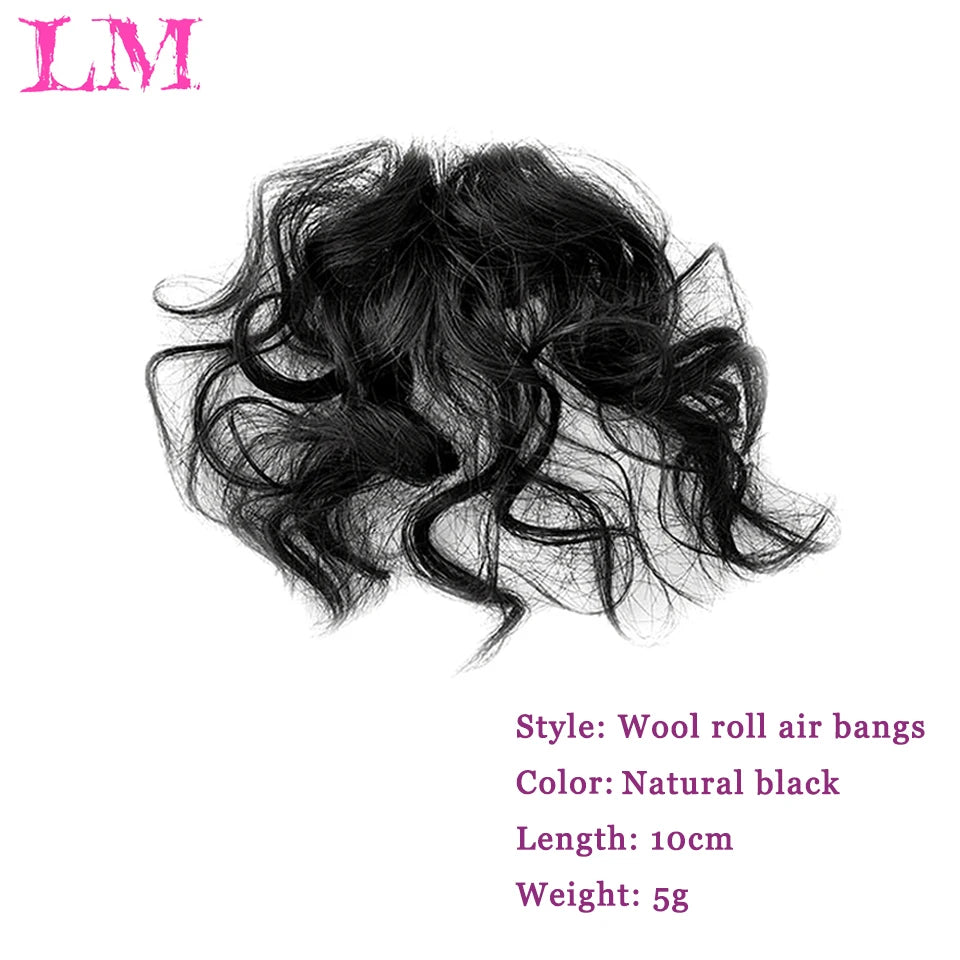 LM Curly Straight Hair Wigs Bangs Clip Natural Hair Style Black Dark Brown Light Brown Synthetic Heat-Resistant Fiber Suitable For Women Wig