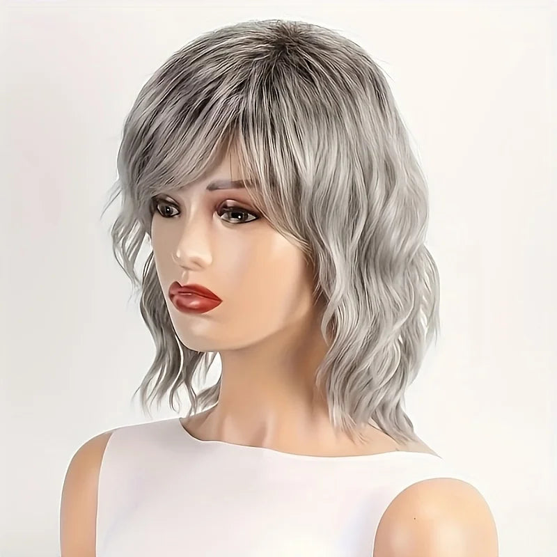 Synthetic fiber wig with rose mesh hat wavy gradient highlights Natural appearance is suitable Hair Wigs for Women everyday outfits, Hair Style