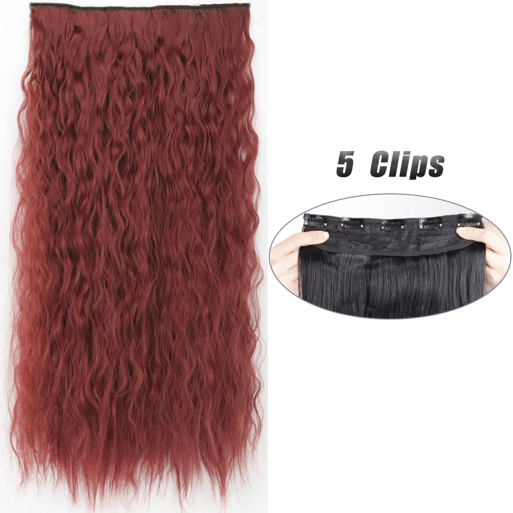 Synthetic Wig 5 Clip In Hair Accessories and Extensions Long Straight Wigs Hair Style Hairpiece Black Brown Blonde 80CM Natural Fake Hair For Women