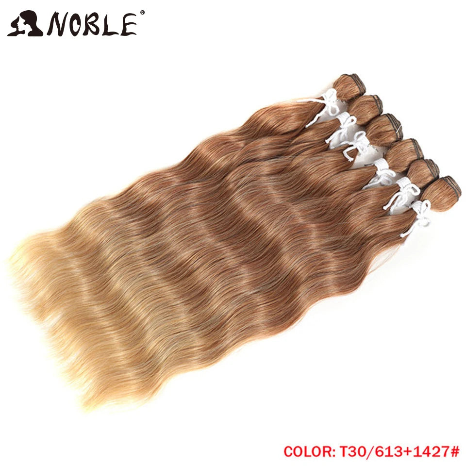 Noble Hair Wigs Water Wave Hair Bundles Synthetic Hair Extensions and Accessories Ombre Blonde Hair Weave Bundles 6Pcs/Pack 20 Inch Wig Hair Extensions