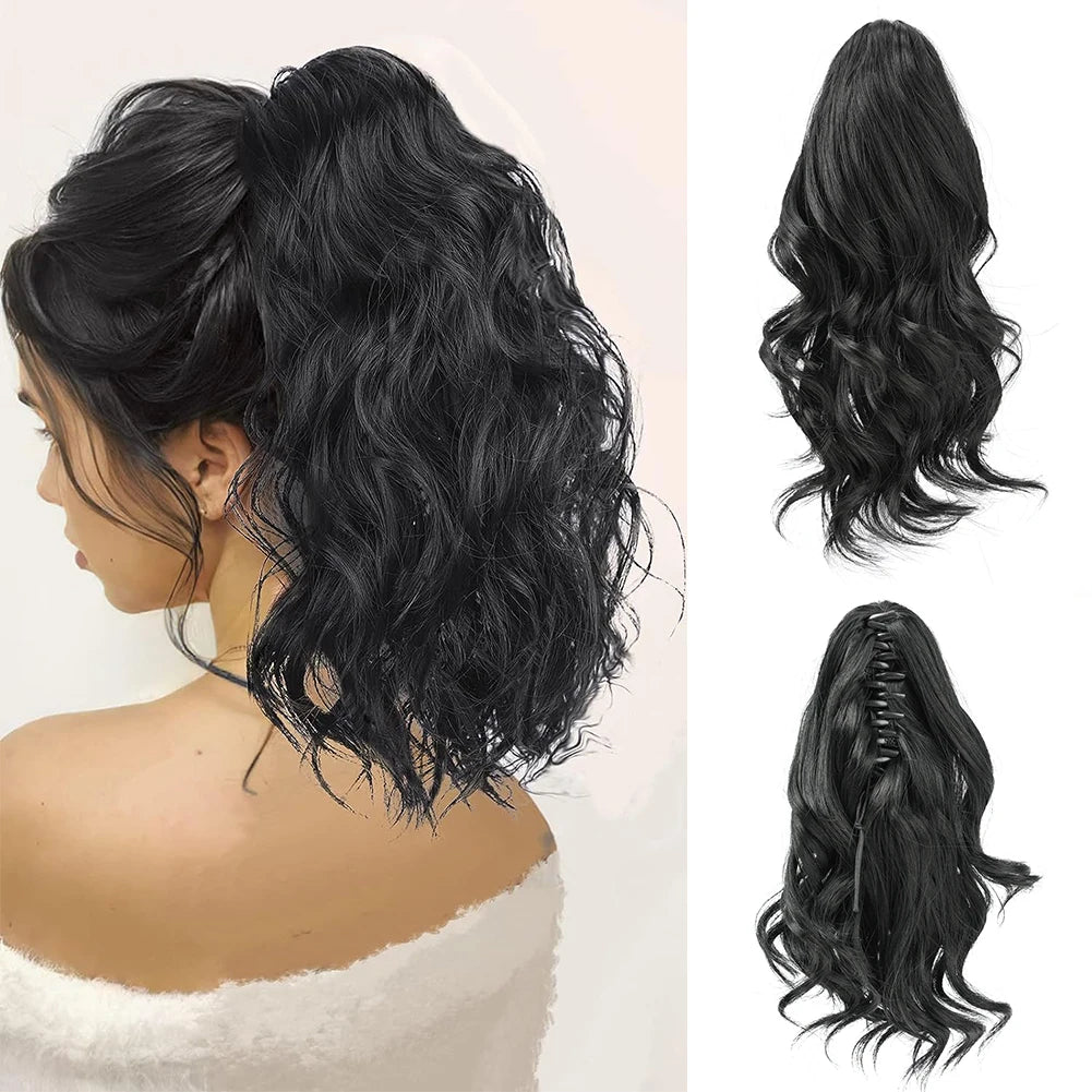 Short Ponytail Hair Extension and Accessories Wigs Synthetic Claw Curly Wavy Clip in Hairpiece Ponytail Hair Extension Short Pony Tail Synthetic Wig for Women