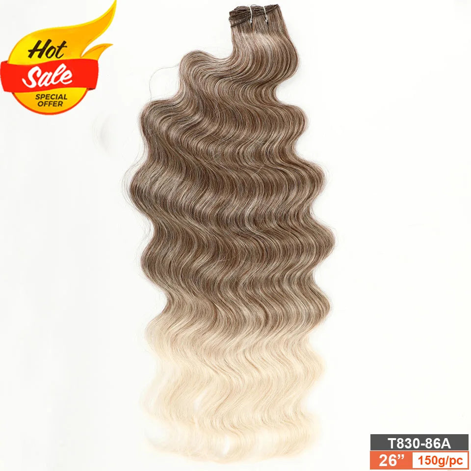 30Inches 200Grams Wig Magicae Rainbow Brown Brazilian Body Wave Bundles Colored Blond 27/613 Natural High Temperature Synthetic Hair Style Wigs