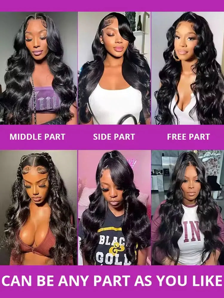 40 42 Inch Body Wave Human Hair Wig 250% Density 13x6 HD Lace Front Human Hair Wigs 5x5 Gluless Lace Closure Wig Preplucked