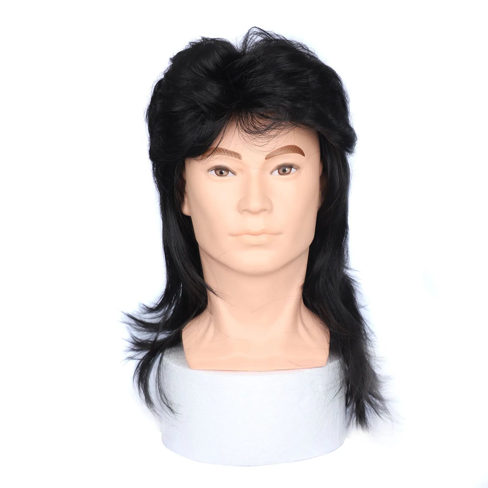 Hair Wigs Vintage 80s Mullet Wig for Men Unisex Curly Permed Black Brown Synthetic Hairpiece for Cosplay Party Women Daily Use