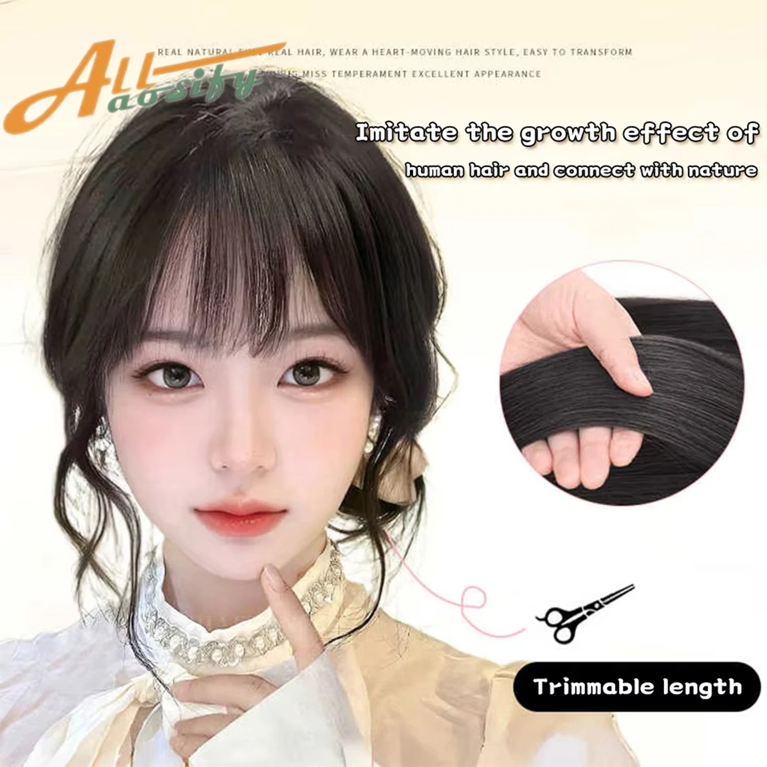 Synthetic Hair Wigs Clip In Double sideburns dragon whiskers bangs Invisible Front Fringes Clip in Wig Hair Style Air Fake Hair Bangs For Women