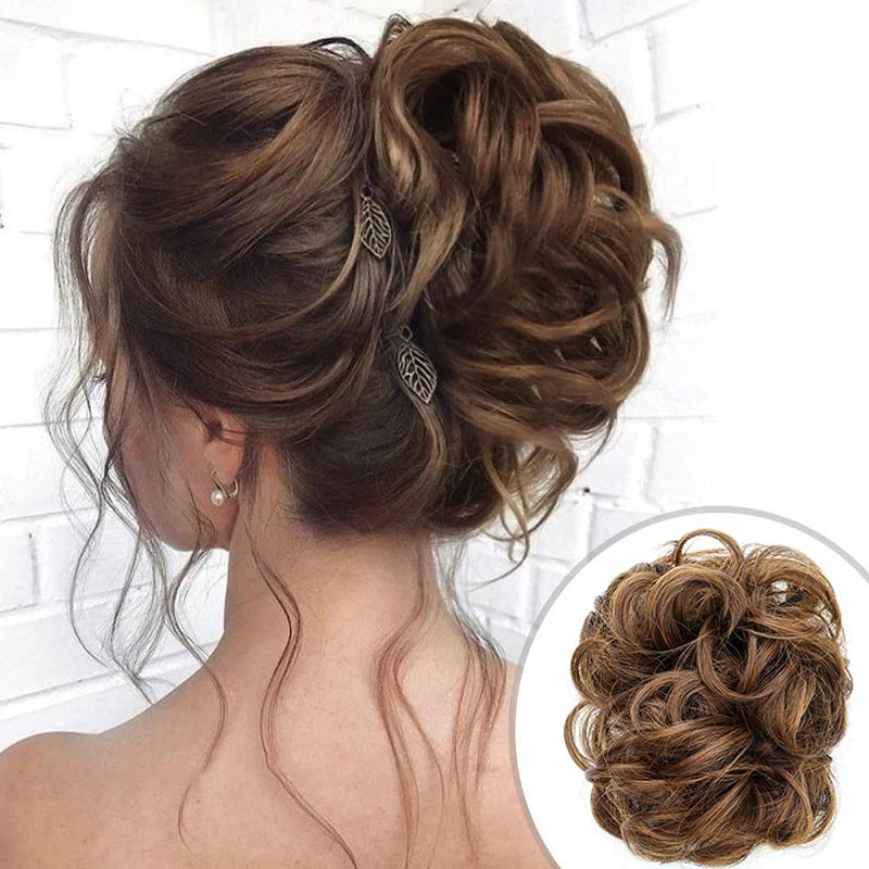 Synthetic Messy Wigs Bun Hair Chignon Updo Claw Clip Hair Extension and Accessories Short Curly Wavy Black Blonde Hairpiece for Women of Hair Wig