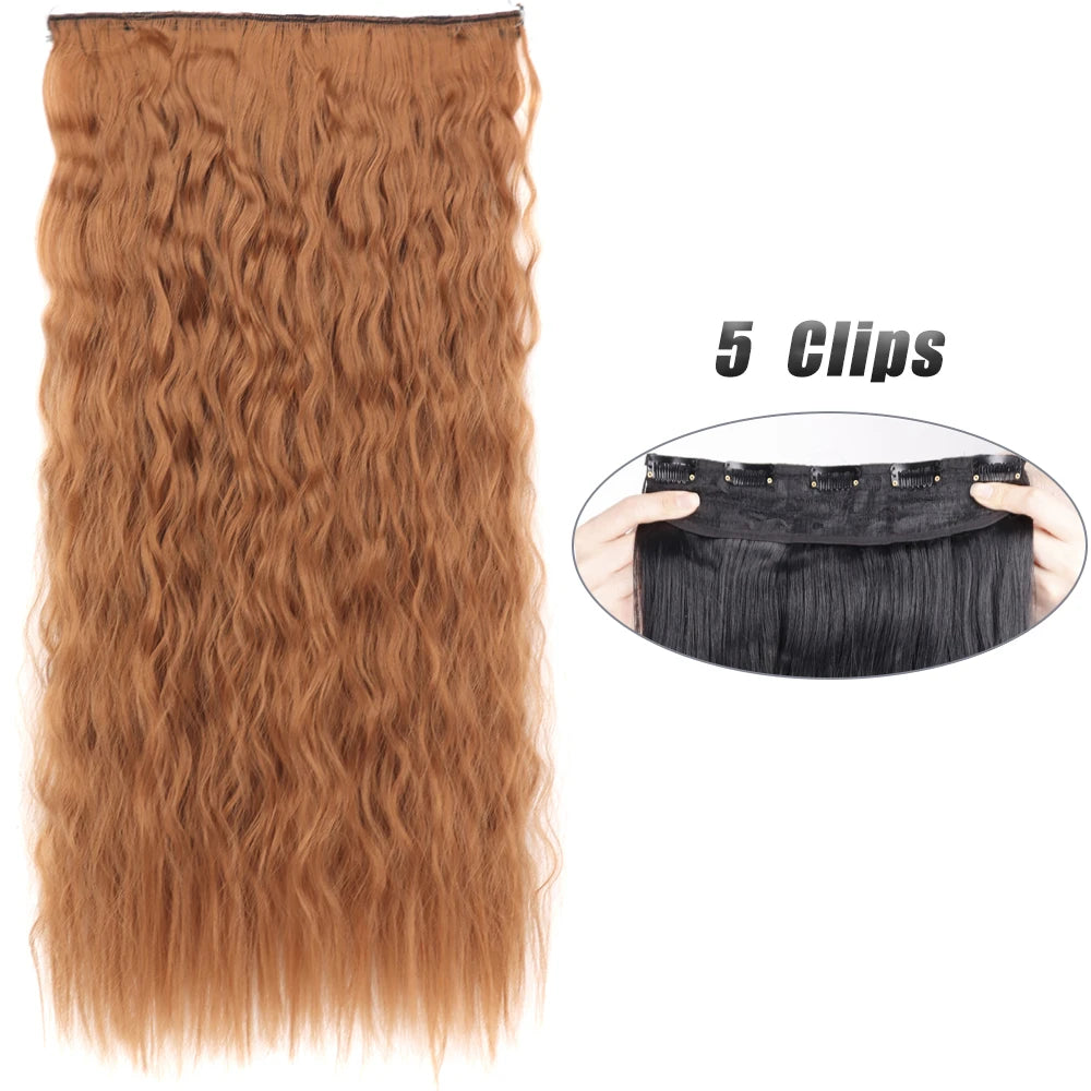 Synthetic Wig 5 Clip In Hair Accessories and Extensions Long Straight Wigs Hair Style Hairpiece Black Brown Blonde 80CM Natural Fake Hair For Women