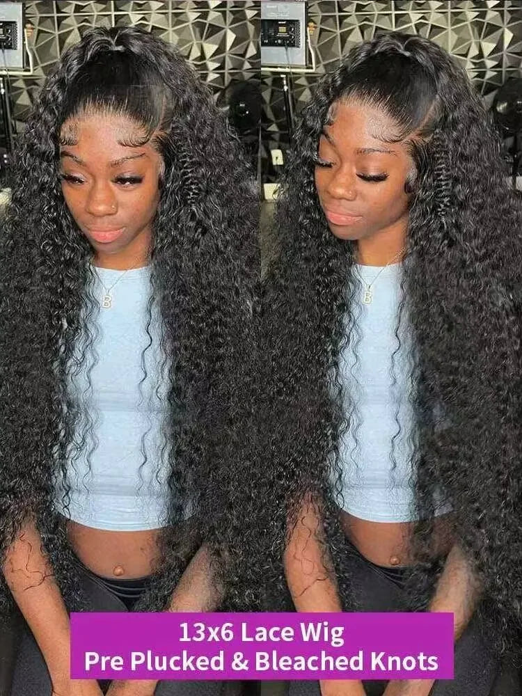 13x6 Wig Glueless 250 Density Brazilian Deep Wave Curly Hair Style Wigs HD Lace Frontal 100% Human Hair Wigs For Women Preplucked Best Hair Water Wig