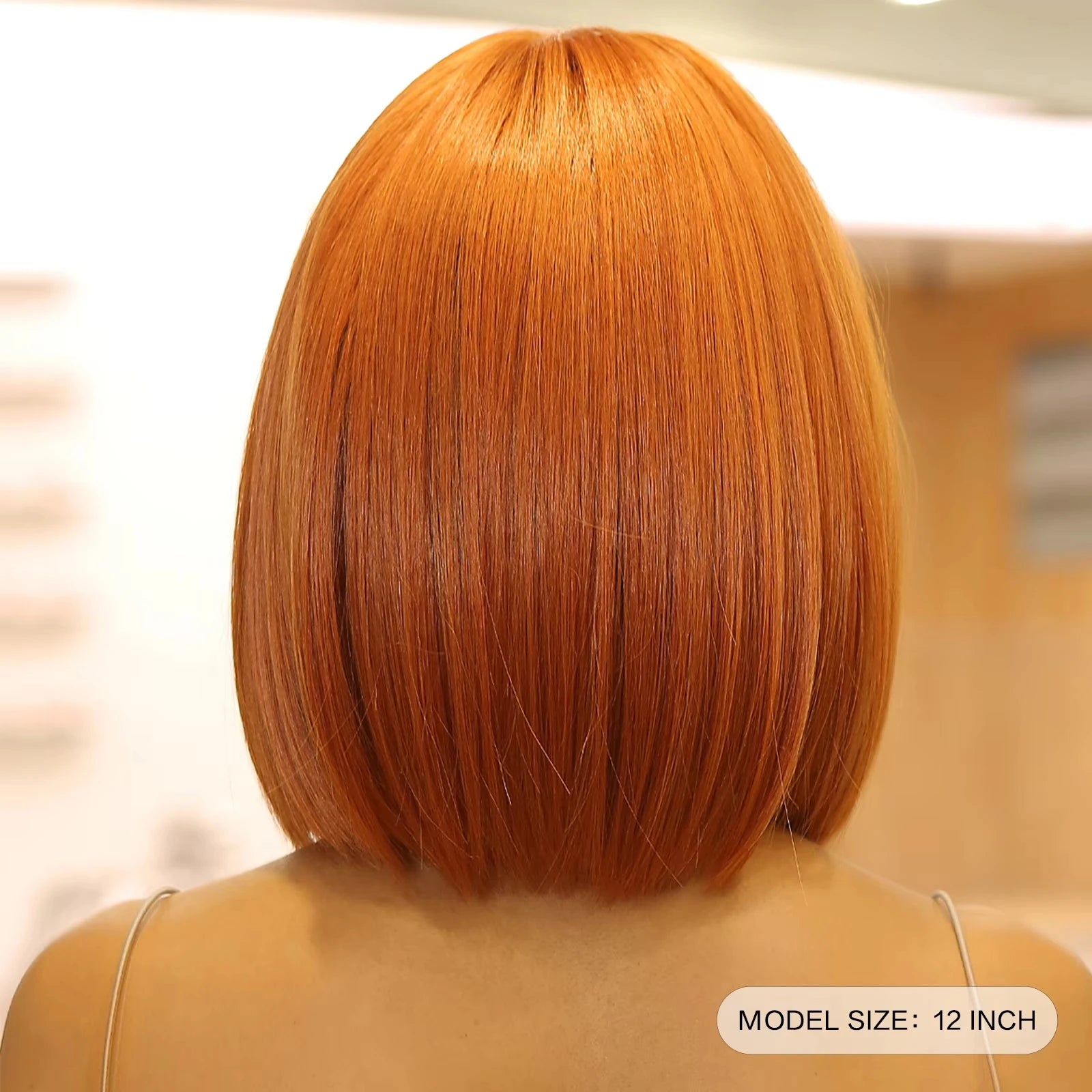Short straight synthetic wig Ginger Brown Bob wigs with straight bangs Ladies Cosplay daily natural high temperature silk wigs