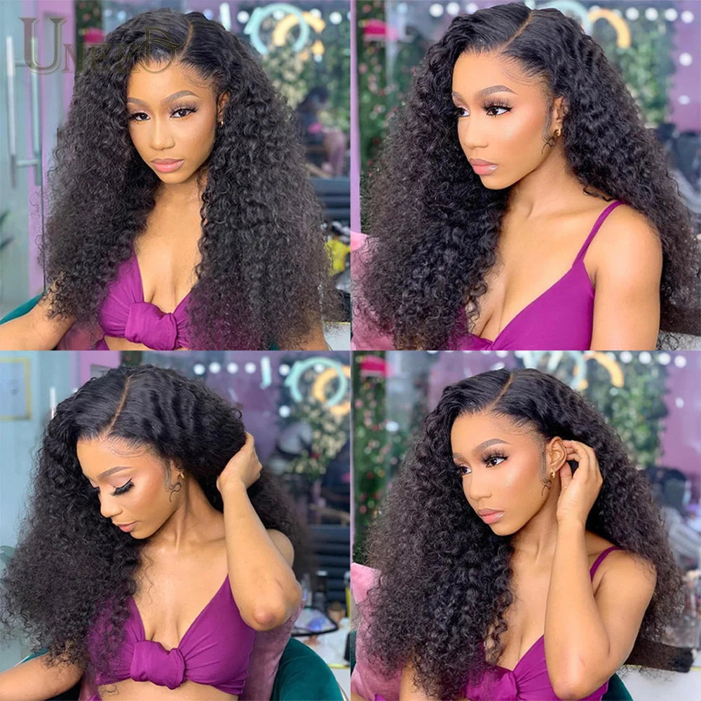 Mongolian Kinky Curly Wig Human Hair 13x4 Curly Lace Front Human Hair Wigs Hair Kinky Curly Lace Closure Wig For Women 180 Density