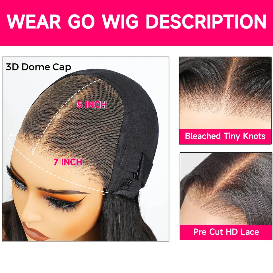 Wear Go Wig ISEE Hair Wigs Mongolian Water Wave 7x5 Glueless Pre-plucked Human Wig Ready To Go Pre Cut Lace Easy Install HD Lace Wigs
