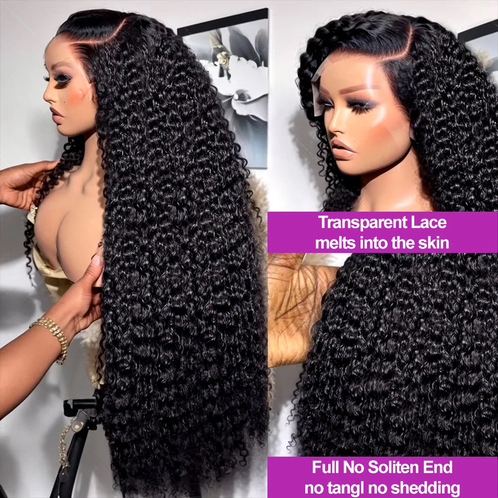 Transparent 250% Density Water Culry 360 Full Lace Frontal Wig Human Hair 40Inch Deep Wave 13x4 13x6 Hd Lace Front Wigs For Women