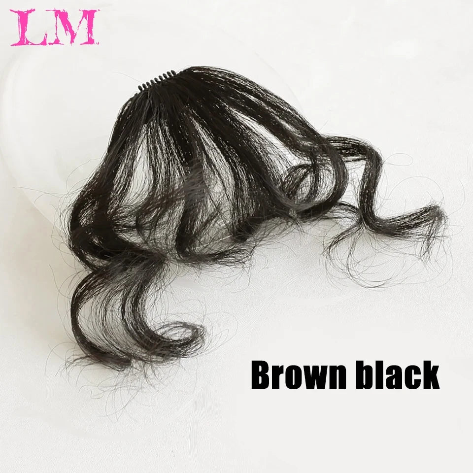 LM Curly Straight Hair Wigs Bangs Clip Natural Hair Style Black Dark Brown Light Brown Synthetic Heat-Resistant Fiber Suitable For Women Wig