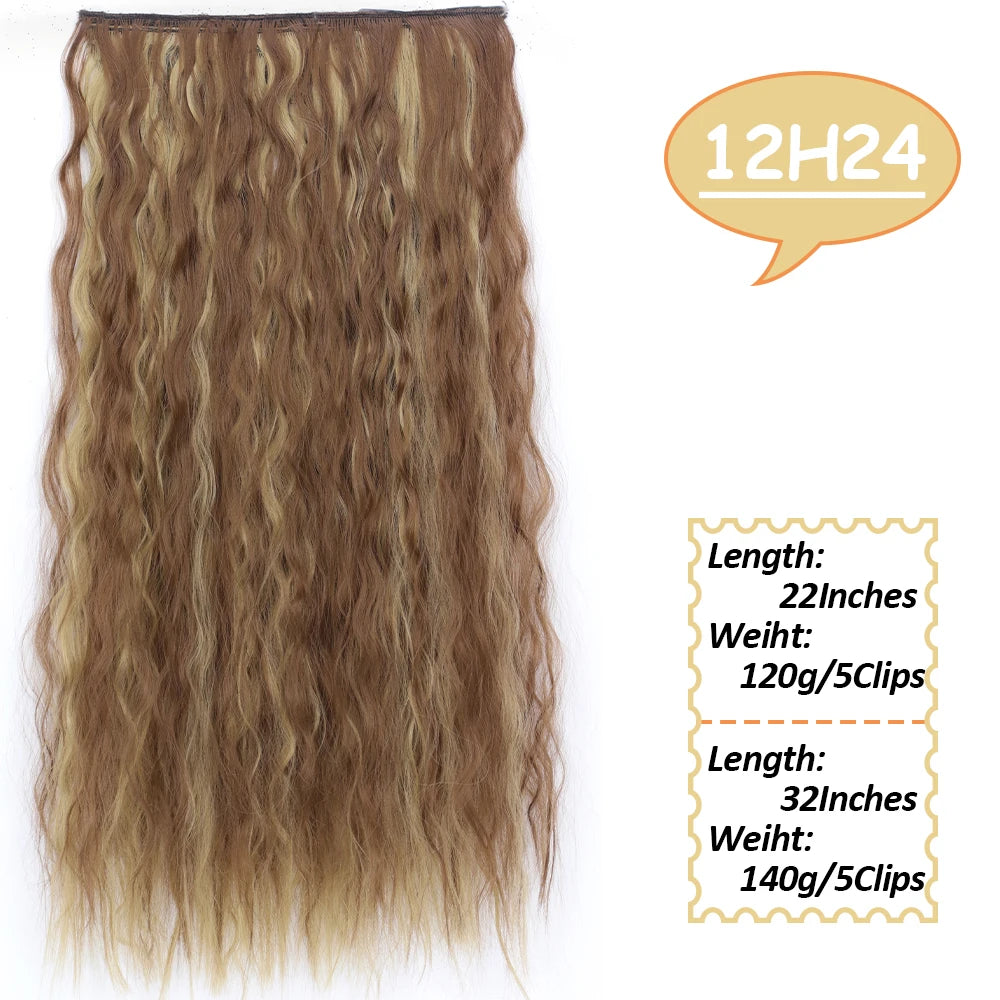 NICESY Synthetic Long Wavy 5 Clips Hair Extensions 22Inch/32Inch Clip On Hair Extensions High Tempreture Fake For Women