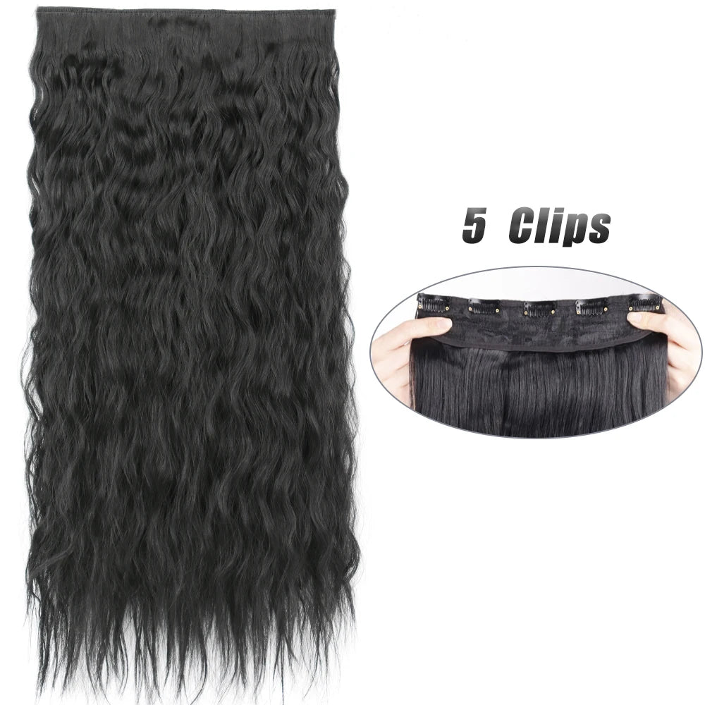 Synthetic Wig 5 Clip In Hair Accessories and Extensions Long Straight Wigs Hair Style Hairpiece Black Brown Blonde 80CM Natural Fake Hair For Women
