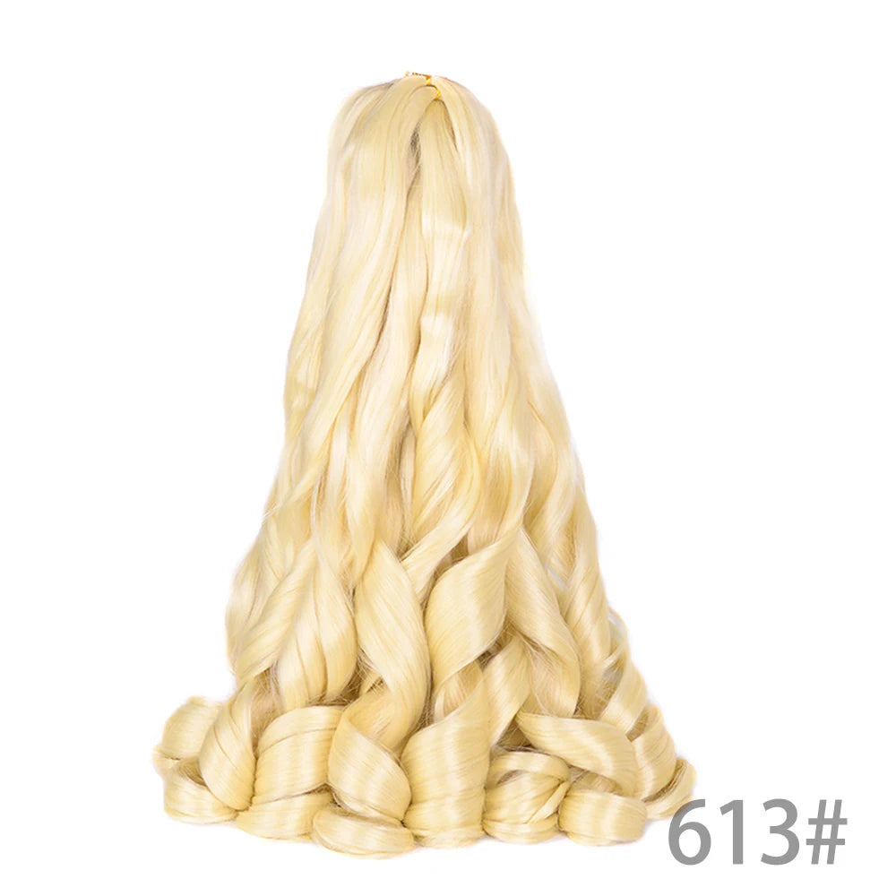French Curly Braiding Hair Wigs Pre Stretched Bouncy Braiding Wig Hair Easy Braid Curl Braids, Lightweight Synthetic Wavy Hair Accessories and Extensions for Women