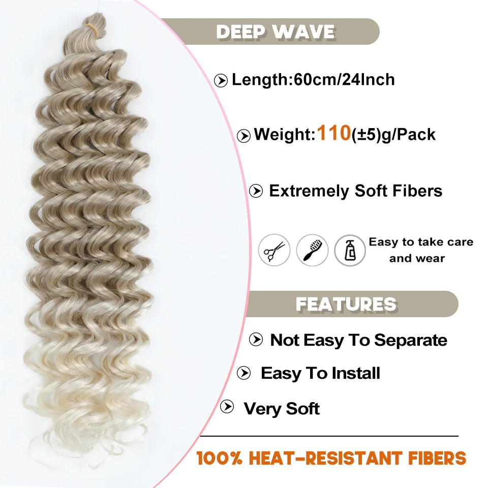 Wig Deep Wave Twist Braiding Hair Extensions and Accessories For Women High Quality Synthetic Crochet Braids Hair 24 Inch Wigs Ombre Bug Brown Afro Curls